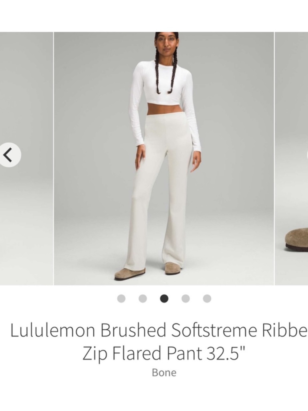 Lululemon Brushed Softstreme Ribbed Zip Flared Pant 32.5" BONE Sz 2
